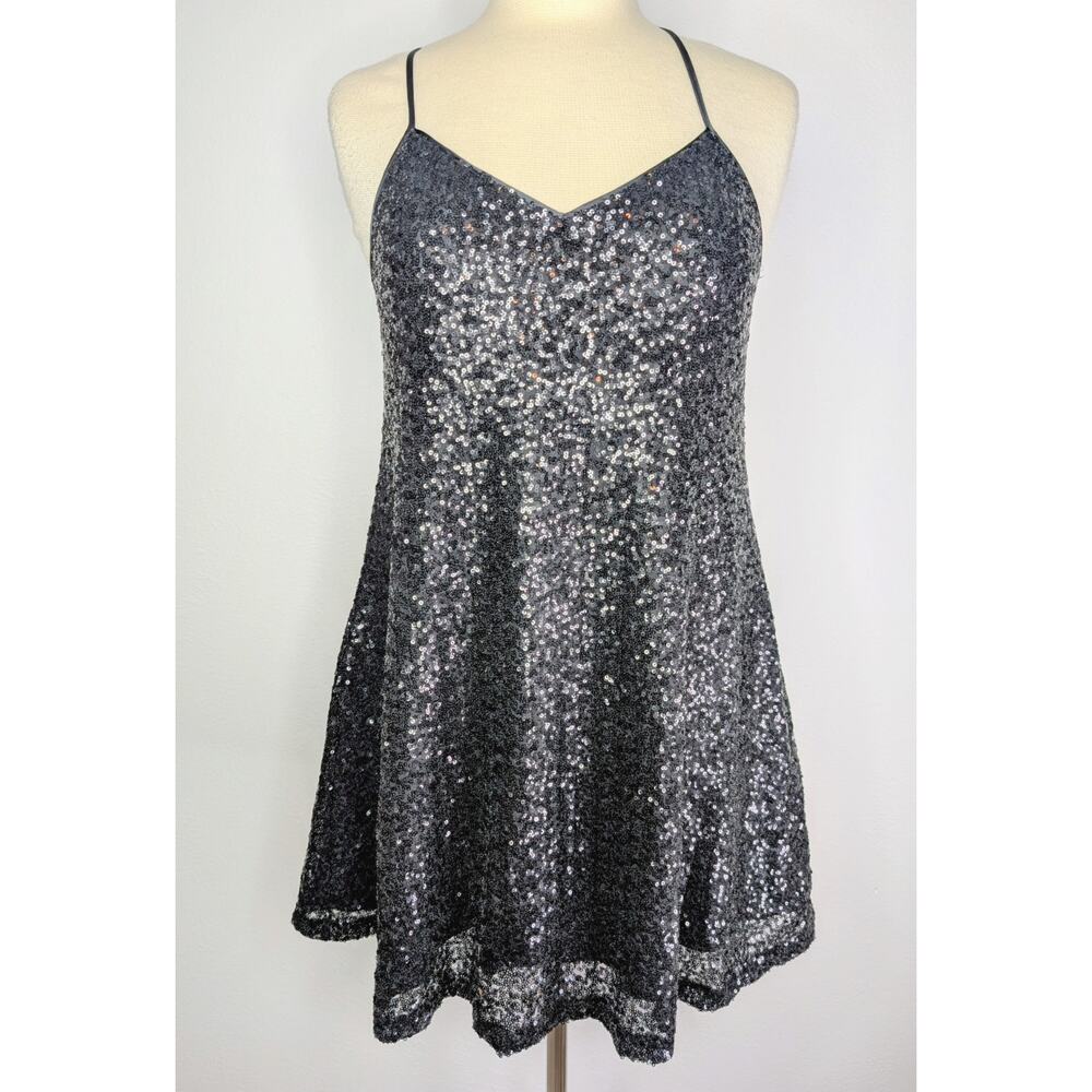 PEARL GEORGINA CHAPMAN MARCHESA A Line swing Dress sequins mini black Size 4